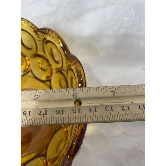 LE Smith Moon and Stars Amber Compote Bowl Dish Vintage 4” x 6” - Picture 6 of 6